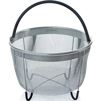 Top Rated Hatrigo Steamer Basket for Pressure Cooker Accessories 3qt [6qt 8qt avail] Compatible with Instant Pot Accessories Ninja Foodi, Strainer Insert with Silicone Handle, Mini 3 Quart