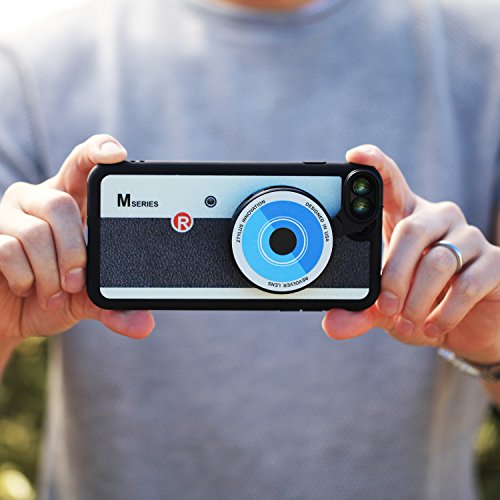 Ztylus Designer Revolver M Series Camera Kit: 6 in 1 Lens with Case for iPhone 7 Plus/8 Plus - 2x Telephoto Lens, Macro, Super Macro Lens, Wide Angle Lens (Retro Camera)