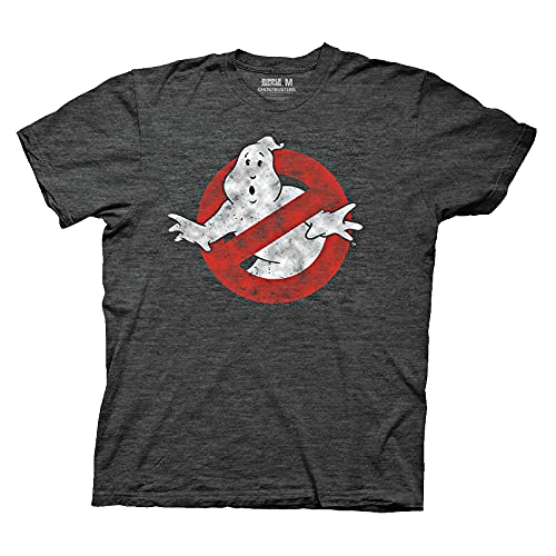Ripple Junction Ghostbusters Men's Short Sleeve T-Shirt Classic Retro Vintage Distressed No Ghost Movie Logo Heather Char 2XL at Amazon