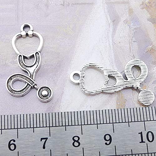 MT 2007 Alloy Charms, Silver Tone Handmade Supply Charms, Handmade Craft, Handmade Jewelry Supply (50PCS JHS41 Stethoscope Charms)