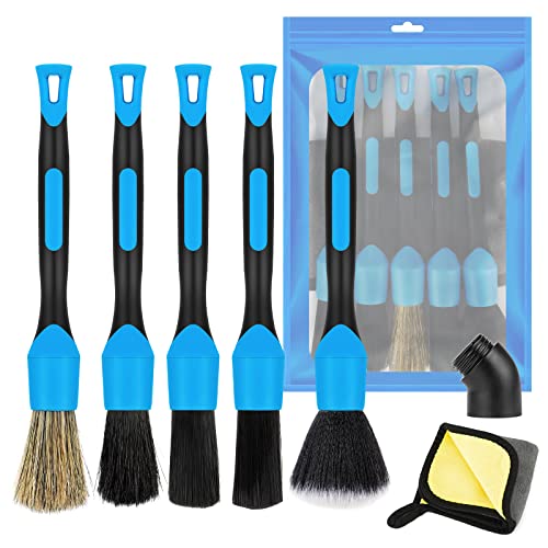 WT Cepillos Limpieza Coche, 5Pcs Cepillo de Detalle, Kit de Lavado de Autos, Limpieza de Rueda, para Limpieza del Interior & Exterior, y Llantas de Autos