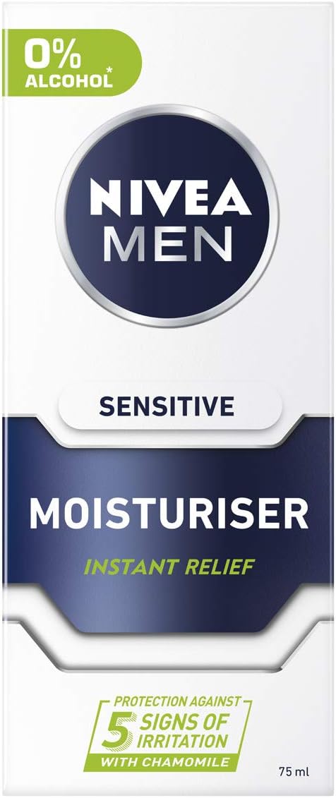 NIVEA MEN Sensitive Moisturiser Tube (75ml), Hydrating Mens Moisturiser Face Cream with 0% Alcohol - Image 3