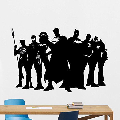 Superhero Wall Decal Marvel DC Comics Superhero Vinyl Sticker Superman Batman Wonder Woman Flash Superhero Wall Art Design Housewares Kids Room Bedroom Decor Removable Wall Mural 111zzz