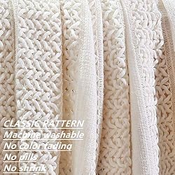 CREVENT Farmhouse Knit Throw Blanket for Couch Sofa