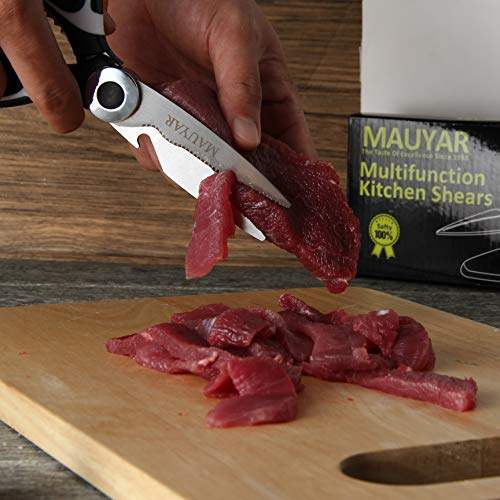 Kitchen Shears, Ultra Sharp Premium Heavy Duty Shears for Kitchen with Stainless Steel Blade and Multi Purpose Scissors for Chicken, Poultry, Fish, Meat, Vegetables, Herbs and BBQ by MAUYAR