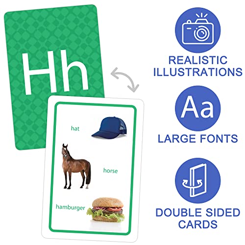 BenBen Flash Cards for Toddlers 2-4 Years, 100 Cards, Pre-K Sight Words Learning Cards: Alphabet ABC, Numbers, Colors & Shapes, Bonus Spot The Differences Card Game for Kids, Jumbo Size