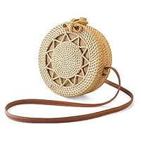 SUNKY Handwoven Round Rattan Bag Crossbody Bags Handmade Clutch Woven Handbag For Women