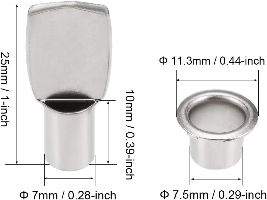 uxcell Shelf Bracket Pegs 7x24mm Nickel Plated Flat Spoon Shape Shelf Holder Support Pins with Mounting Nuts 20 Pcs - Image 4