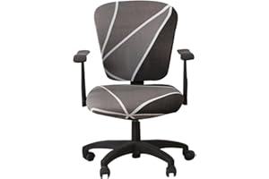 Jinzio Computer Office Chair Cover - Split Protective & Stretchable Cloth Polyester Universal Desk Task Chair Chair Covers Stretch Rotating Chair Slipcover (Black Grey)