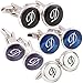 H&H HJ Men's 2PCS Rhodium Plated Cufflinks Silver Initial Letter Shirt Wedding Business 1 Pair Set 4 Color A-Z
