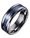 LEEYA NL12 8mm Tungsten Carbide Ring Silvering Celtic Dragon Blue Carbon Fibre Inlay Wedding Band Size 6-13 (10, Black)