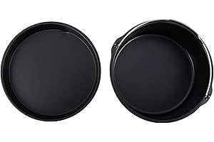 RUNROTOO Carbon Steel 8-inch Cake Bucket with Handle Round Pizza Pan Air Fryer Accessories Set