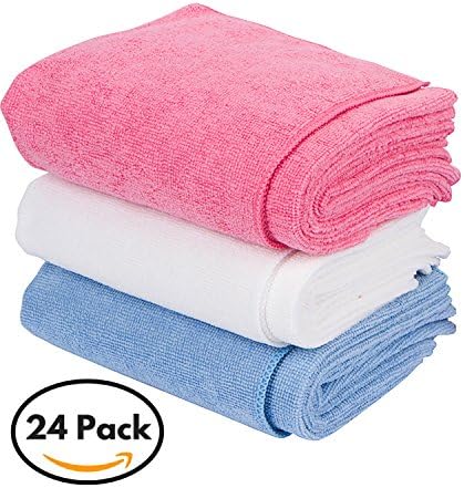 Kleenist SuperAbsorb Microfiber Cloths - Best Microfiber Cleaning Cloth Pack of 24 (40cm x 30cm). Comes with 3 Vibrant Colors for Dust-free, Lint-free, Streak-free and Chemical-free Cleaning.