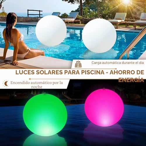 KingSom Solar Floating Pool Lights, Large Inflatable Balls Floating Pool Lights, IP68 Waterproof Solar Ball Pond Light, Colour Changing Hanging Balls Light-2PCS