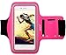 iXCC Racer Series Sport Gym Armband with Scratch-Resistant Dual Arm-Size Slots and Key Pocket for iPhone 6, 6s, 5s, 5, 5c, SE, iPod MP3 Player - Pink