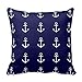 Soft Cushion Cover for Sofa Anchor Navy Blue White Nautical Pillow Case Standard Size Pillow Sham