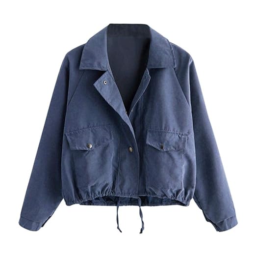 Jacke Damen Kolylong Frauen Elegant Reißverschluss Jacke Kurz Herbst Vintage Knöpfe Strickjacke Dünner Mantel mit Taschen Out