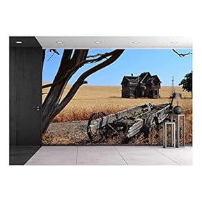 Historic Ranch House and Wagon - Removable Wall Mural | Self-Adhesive Large Wallpaper - 66x96 inches
