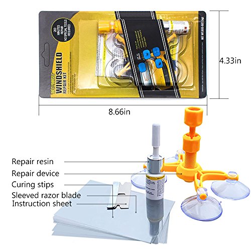 Mookis Windshield Repair Kit to Fix Car Cracks,Chips,Bull's Eyes and Starts