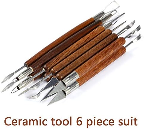 AMZVASO - 6pcs Clay Sculpting Tools Set Carving Tool Hand Cutter Knife Smoothing Polymer Shapers Modeling Carved Tool Wood Handle