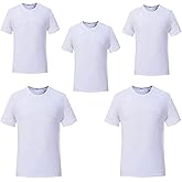 D-S-B 5 Pcs Sublimation Blank T Shirts 100% Polyester White Tshirts with Crew Neck Short Sleeve Size Range X-Small - 4X-Large