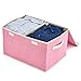 EZOWare Large Storage Boxes [3-Pack] Baby Pink Linen Fabric Foldable Storage Cubes Bin Box Containers with Lid and Handles for Home Nursery, Closet, Baby Products