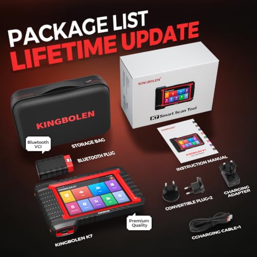 KINGBOLEN K7 Valise Diagnostic Auto Multimarque, OBD2 Diagnostic Français pour système Complet avec 31+ Service, ECU Coding, Contrôle Bidirectionnel, CANFD, Mises à Jour gratuites à Vie