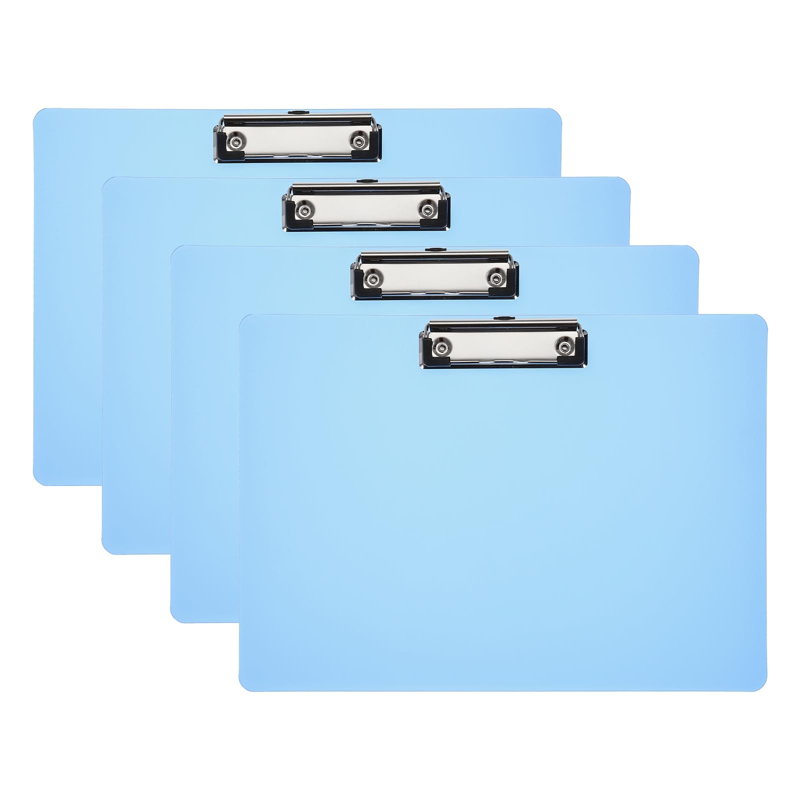 PATIKIL 8.86 x 12.4 Inch Clipboard Landscape, 4 Pack A4 PP Plastic Office Clipboards Low Profile Clip for Office Drawing Sketching, Blue