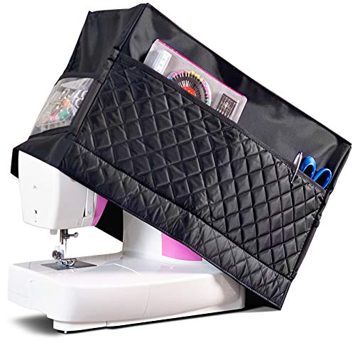 Sewing Machine Cover with 3 Convenient Pockets – Protective Quilted Dust Cover Pro – Universal for Most Standard Singer & Brother Machines – Easy to Clean & Space Saving Protector - | Rodi's