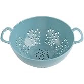 couponhub Heavy Duty 6 Inch Food Colander,Large Capacity Vegetable Strainer with Double Handles,Plastic Multipurpose Fruit Draining Basket for Kitchen(Light Blue)