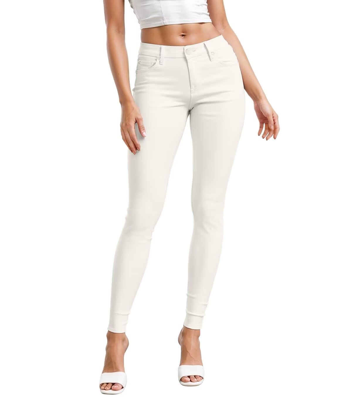 Photo 1 of & Company Womens Hyper Ultra Stretch Comfy Skinny Leg Work Casual Pants P44876SK Off White Large
