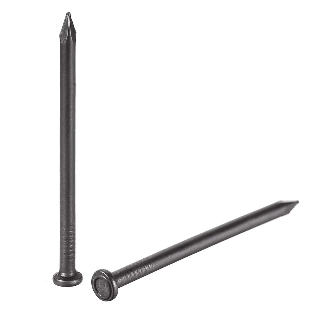sourcing map Hardware Nails Carbon Steel Point Tip Wall Cement Nail 70mm(2.8") 4mm Rod Dia Black 30pcs