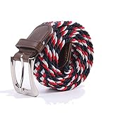 Canvas Elastic Fabric Woven Stretch Multicolored Braided Belts 2041-NA-RD-WT-S