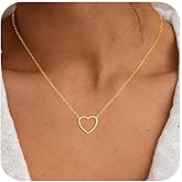 Hothrty Gold Necklace for Woman 14K Real Gold Plated Heart Necklace Trendy Love Heart Pendant Choker for Her Dainty Lovely Gold Jewelry for Woman Festival Gift