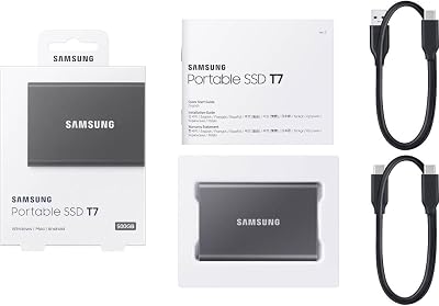 Samsung T7 Portable SSD 500 GB USB 3.2 Gen2 Titanium Gray MU-PC500T/WW