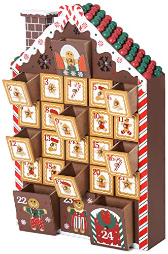 BRUBAKER Advent Calendar - Wooden Gingerbread House with 4 LED Lights - 10.3 x 17.7 x 2.1 inches - Thumbnail 2