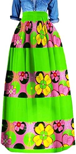 VividYouWomen VividYou Women High Waisted Cotton Oversized Floral Printed Dashiki Maxi Skirt Dress Pattern8 2XL