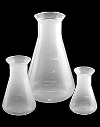 QWORK Erlenmeyer Flask, 3 Pack Clear Scale Plastic