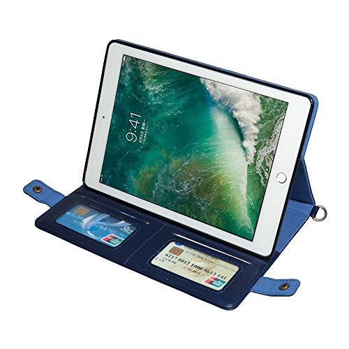 Businda Case for 2017 iPad Pro12.9, Envelope Case with Card Slots and Hand Grip Strap Wallet File Folio Pocket PU Leather Hangbag Magnetic Stand Cover for iPad Pro 2017/2015 12.9 Inch (Dark Blue)