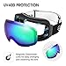ENKEEO Ski Goggles Detachable Dual Layer Anti-Fog Lens 100% UV400 Protection, Bendable Frame, Anti-Slip Strap with Comfort, Wind Resistant 3 Layers Foam for Adult Snowboarding Skating, Magnet Green