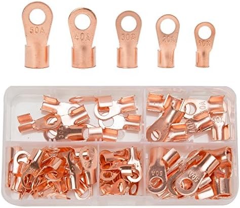SwitchMe 70Pcs Copper Ring Terminals Open Barrel Crimp Wiring Wire Connectors Assortment Kit OT 10A 20A 30A 40A 50A