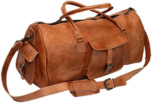 FAB 22" Leather Duffel Bag Holdall Travel Overnight Weekend Gym Sports Luggage