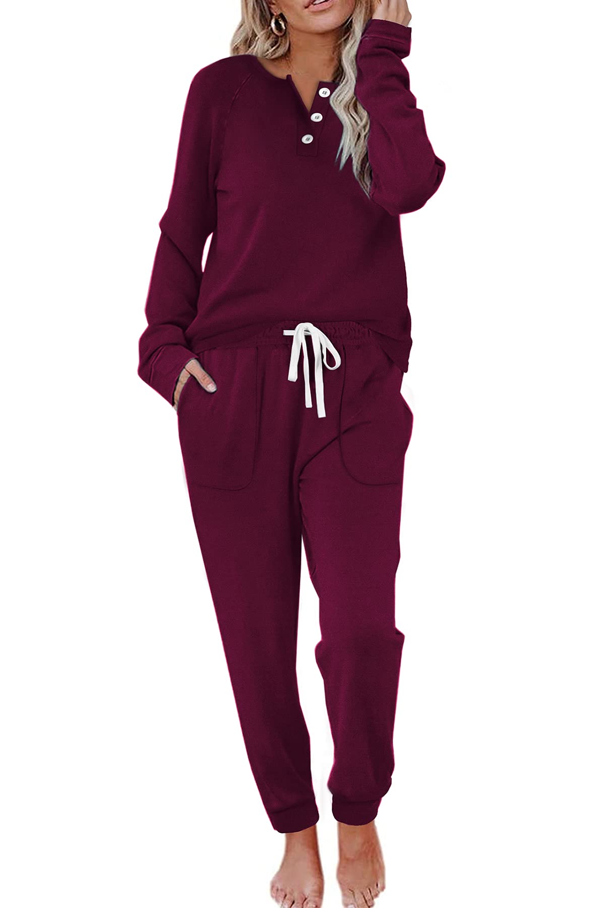 Photo 1 of **TOP ONLY**WIHOLL Two Piece Outfits for Women Fall Sweatsuits Track Suits for Women Set Loungewear Purple XX-Large