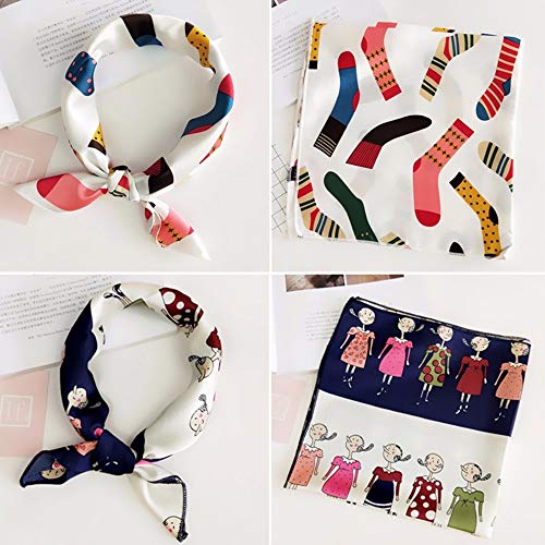 image for YMHPRIDE 6 Pcs Fashion Silk Satin Scarf for Women Square Neck Head Sca