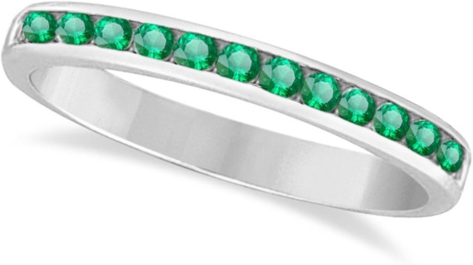 ChannelSet Emerald Band Stackable Ring 14k White Gold (0.40ct) Allurez Amazon.co.uk Jewellery