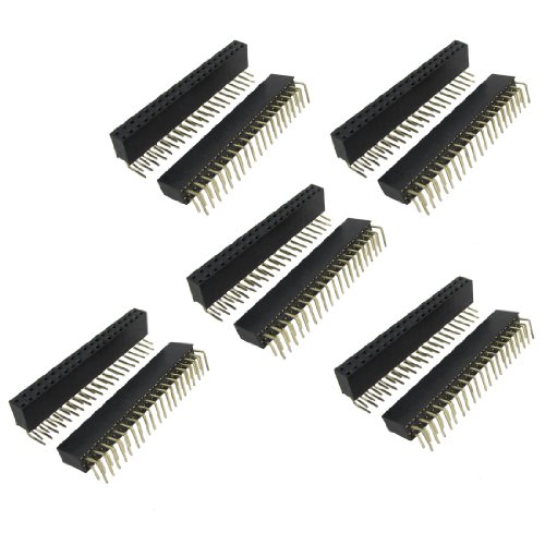 10 Pcs 2x20 Pin 2.54mm Pitch Dual Row Right Angle Female Pin Headers