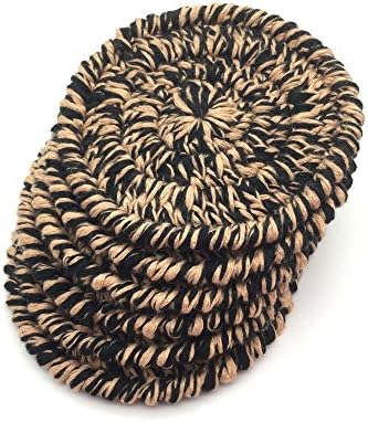 Perfect Unique Coasters for Drinks Coasters Set Pack of 6 Drink Coaster for Coffee,Tea,Glasses,3.9''Handmade Black Pads