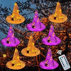 Korlon Tec Witch Hats Decorations, 80 LED Hanging