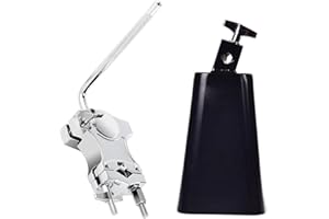 MOONBACK L-Rod Cowbells Clamp And 7 Inch Cowbell Set, Cowbell Mount Bracket, Adjustable Mounting Bracket Clamp for Drum Musical Instrument Accessory, Cowbell Percussion L-Rod Holder for Cowbell