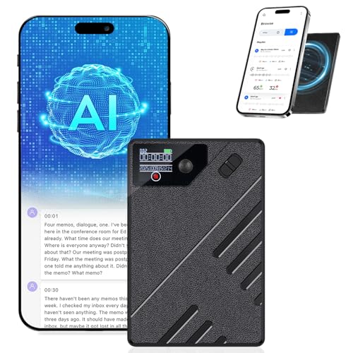 64 GB Gravador de Voz Digital Pequeno com Transcrição de Voz em Texto Ia, Gravador de Áudio com AI, Transcrição e Resumo com Tecnologia de AI, Pode Ser Traduzido em 256 Idiomas, com Bluetooth